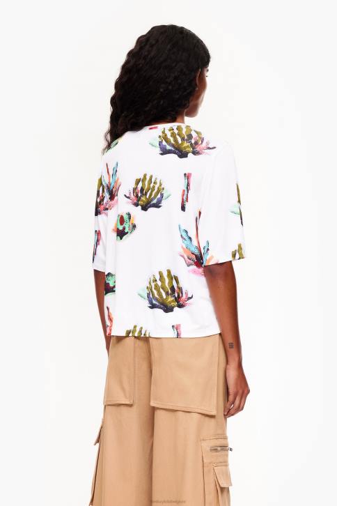 T-shirt met koraalprint Bimba Y Lola ivoor kleding 4HDL265