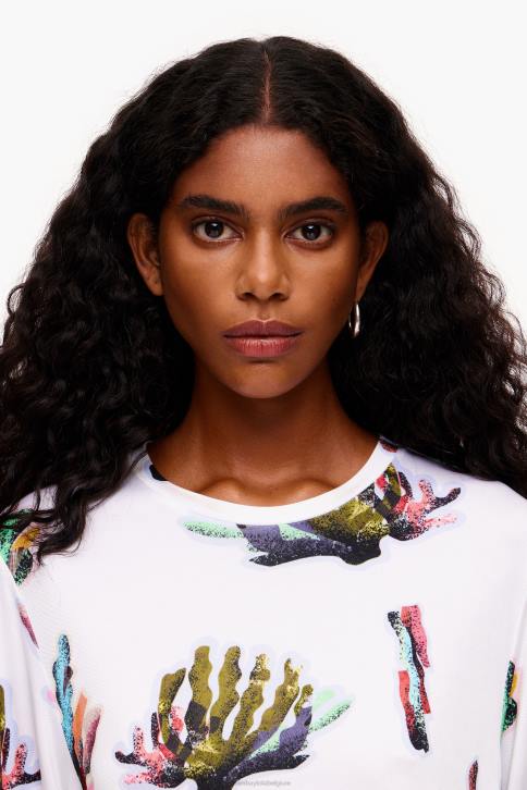 T-shirt met koraalprint Bimba Y Lola ivoor kleding 4HDL265