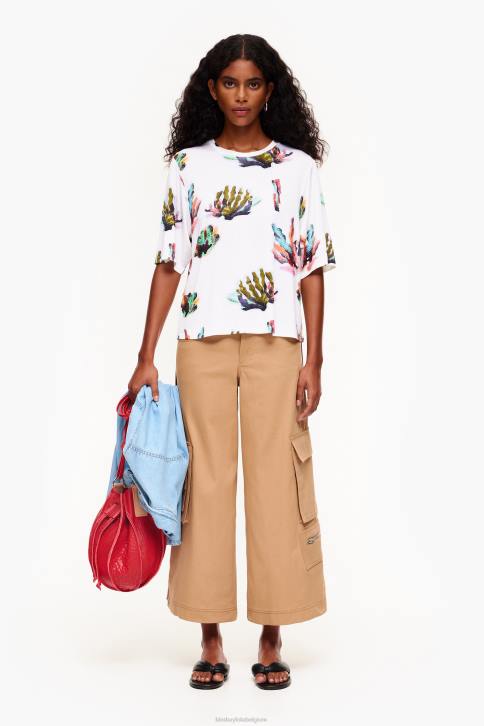 T-shirt met koraalprint Bimba Y Lola ivoor kleding 4HDL265
