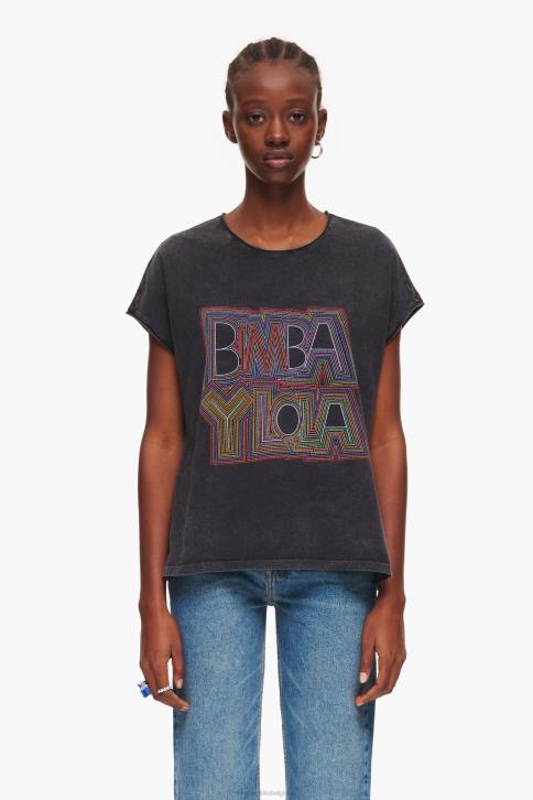 T-shirt met logo Bimba Y Lola gewassen zwart kleding 4HDL259
