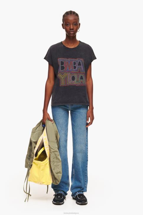 T-shirt met logo Bimba Y Lola gewassen zwart kleding 4HDL259