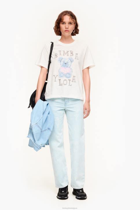T-shirt met logobeer Bimba Y Lola ivoor kleding 4HDL270
