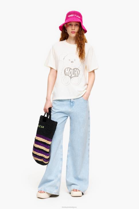 T-shirt met pandabeerprint Bimba Y Lola ecru kleding 4HDL271