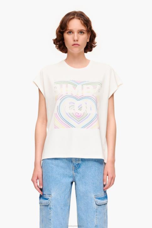 T-shirt met potloodlogo Bimba Y Lola ivoor kleding 4HDL260