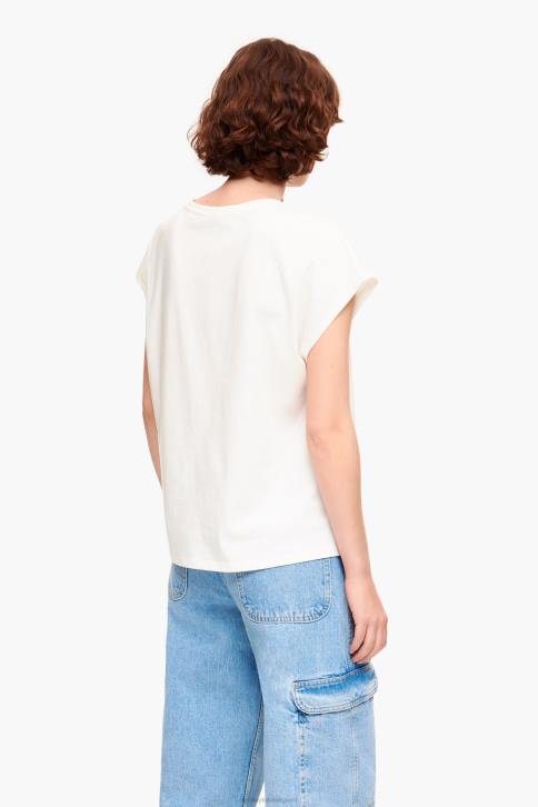 T-shirt met potloodlogo Bimba Y Lola ivoor kleding 4HDL260