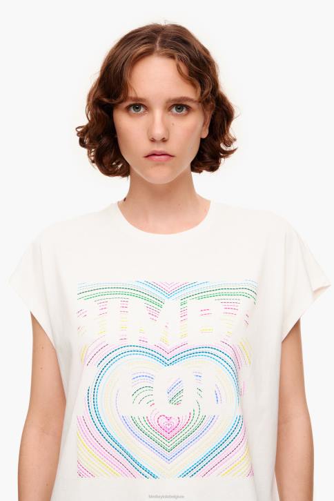 T-shirt met potloodlogo Bimba Y Lola ivoor kleding 4HDL260