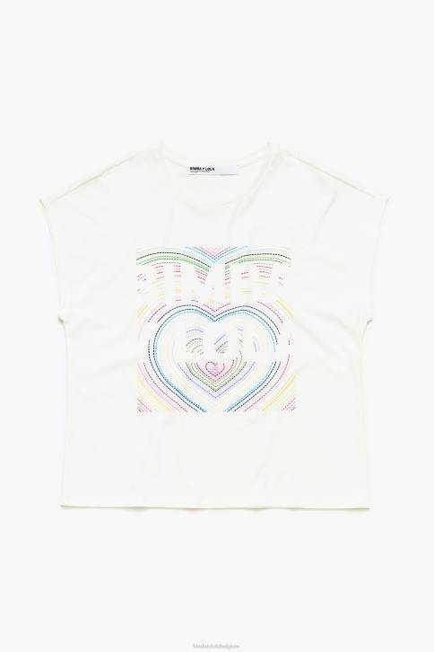 T-shirt met potloodlogo Bimba Y Lola ivoor kleding 4HDL260