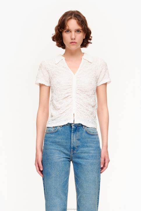 T-shirt met structuur en knopen Bimba Y Lola ivoor kleding 4HDL287