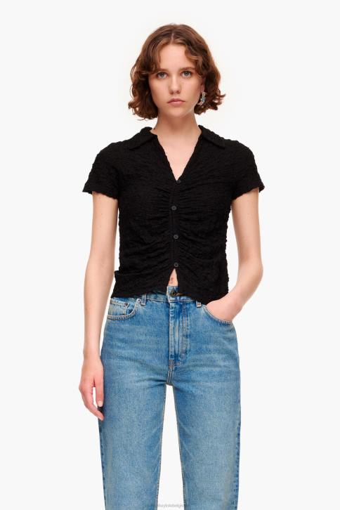 T-shirt met structuur en knopen Bimba Y Lola zwart kleding 4HDL288