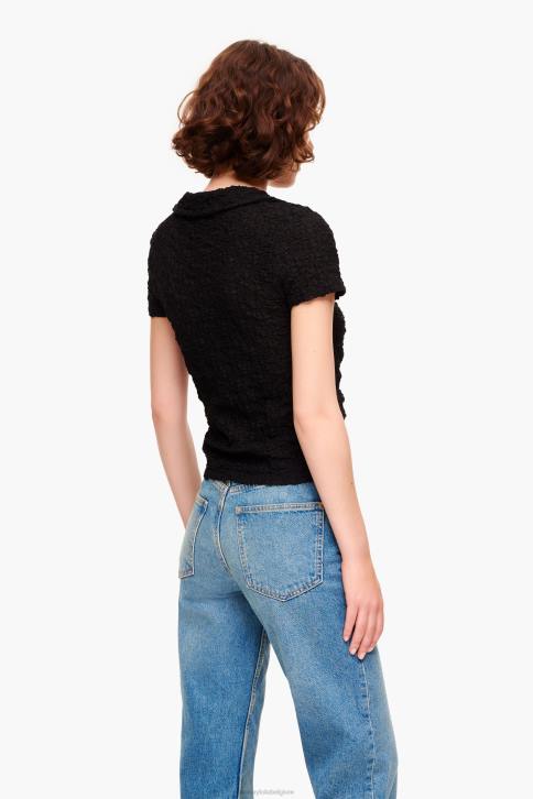 T-shirt met structuur en knopen Bimba Y Lola zwart kleding 4HDL288