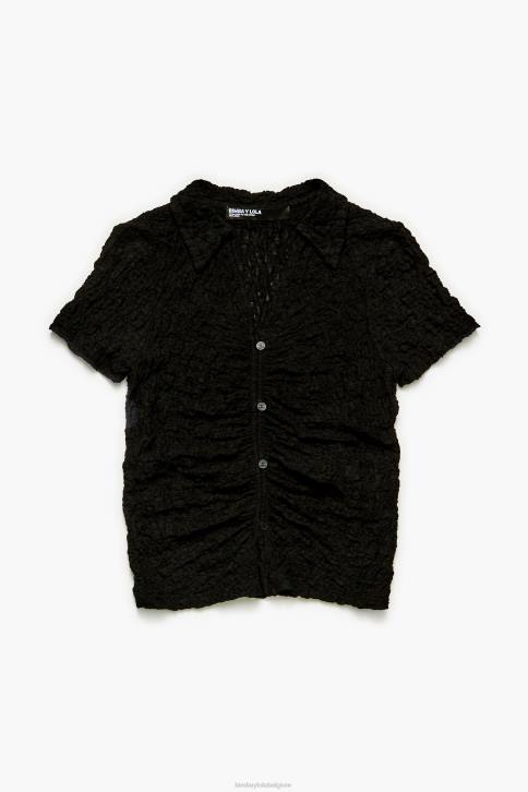 T-shirt met structuur en knopen Bimba Y Lola zwart kleding 4HDL288