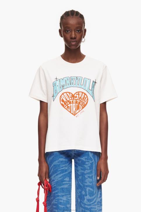 T-shirt met universitair logo Bimba Y Lola wit kleding 4HDL277