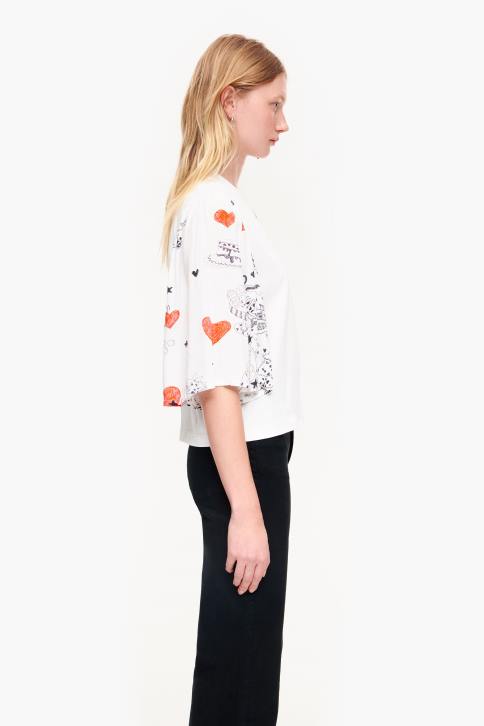 T-shirt van dubbele stof met hartjesprint Bimba Y Lola bijnaam kleding 4HDL282