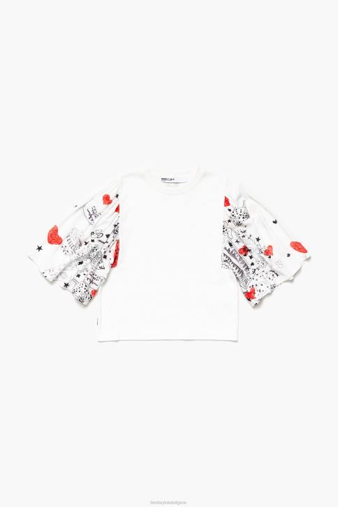 T-shirt van dubbele stof met hartjesprint Bimba Y Lola bijnaam kleding 4HDL282
