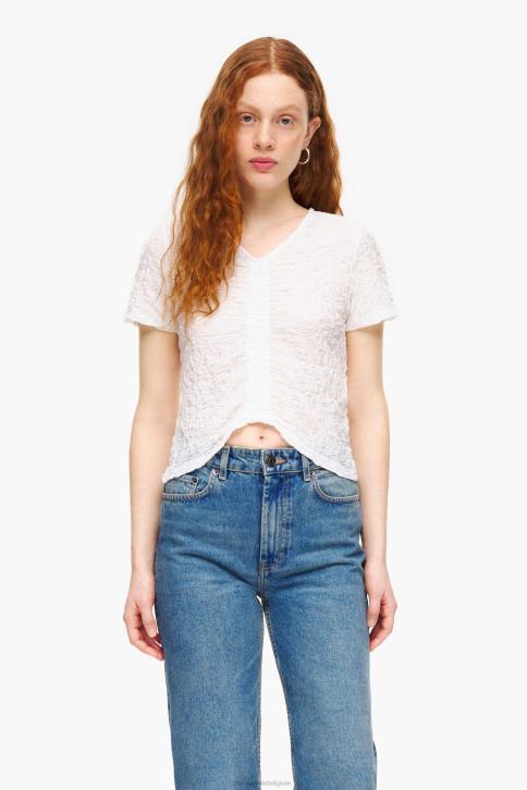 gestructureerd t-shirt met ruches Bimba Y Lola ivoor kleding 4HDL267
