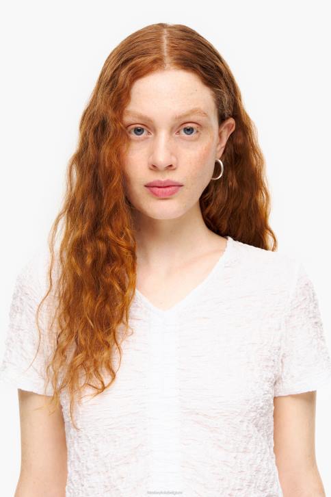 gestructureerd t-shirt met ruches Bimba Y Lola ivoor kleding 4HDL267