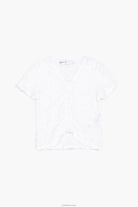 gestructureerd t-shirt met ruches Bimba Y Lola ivoor kleding 4HDL267