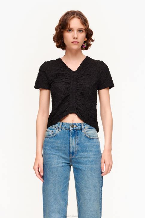 gestructureerd t-shirt met ruches Bimba Y Lola zwart kleding 4HDL268