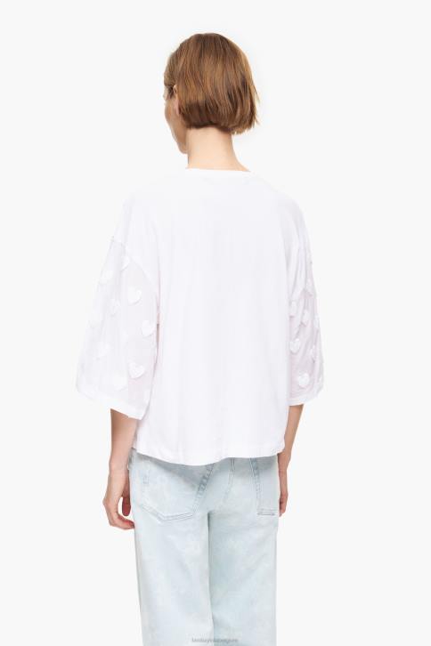 harten katoenen t-shirt Bimba Y Lola wit kleding 4HDL283
