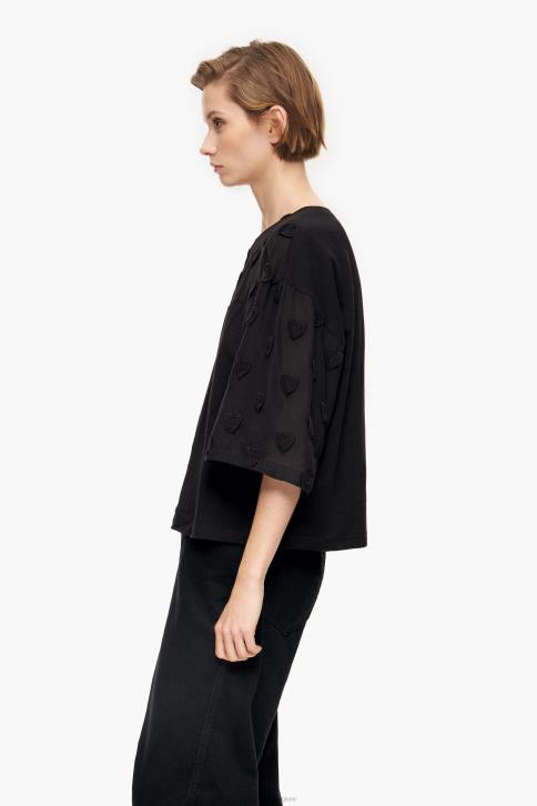 harten katoenen t-shirt Bimba Y Lola zwart kleding 4HDL284
