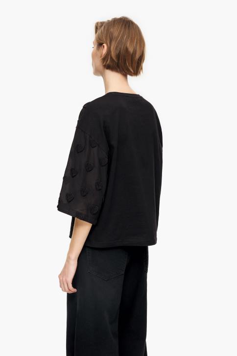 harten katoenen t-shirt Bimba Y Lola zwart kleding 4HDL284