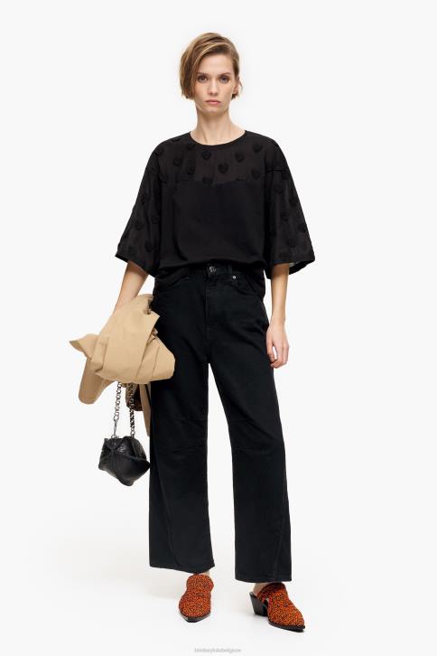 harten katoenen t-shirt Bimba Y Lola zwart kleding 4HDL284