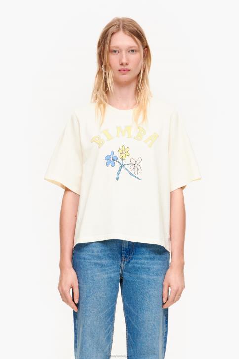 katoenen T-shirt met bloemenlogo Bimba Y Lola vanille kleding 4HDL269