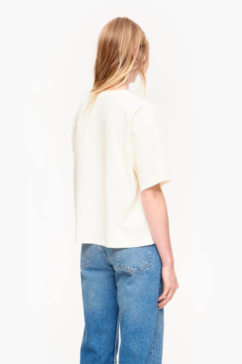 katoenen T-shirt met bloemenlogo Bimba Y Lola vanille kleding 4HDL269
