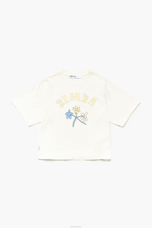 katoenen T-shirt met bloemenlogo Bimba Y Lola vanille kleding 4HDL269