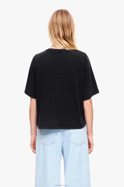 katoenen T-shirt met hotfix-logo Bimba Y Lola gewassen zwart kleding 4HDL280