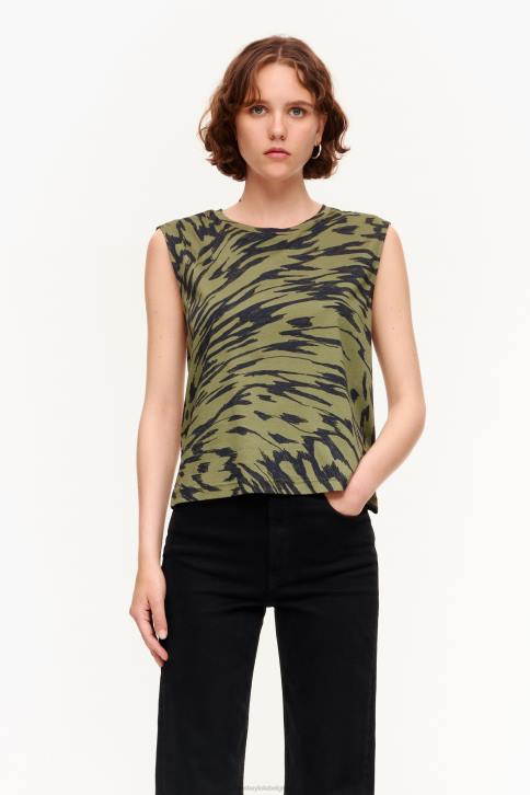 katoenen T-shirt met vlindervleugelprint Bimba Y Lola khaki kleding 4HDL298