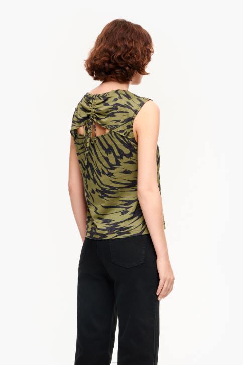 katoenen T-shirt met vlindervleugelprint Bimba Y Lola khaki kleding 4HDL298