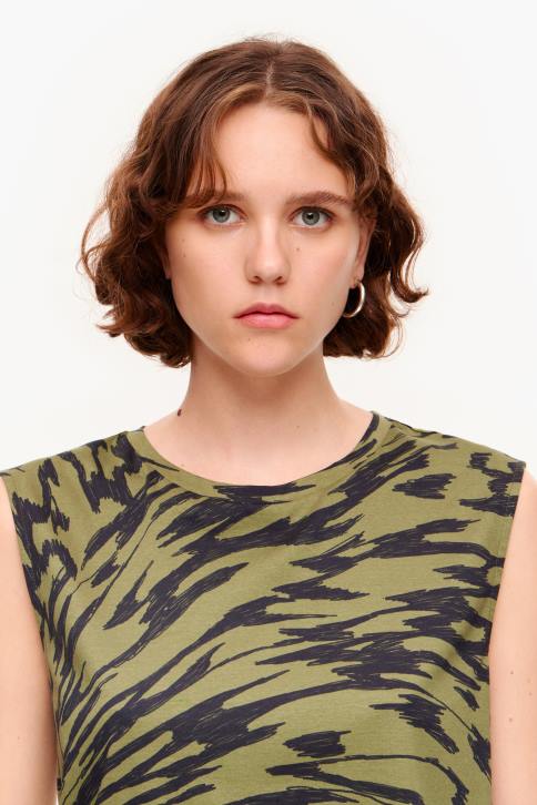 katoenen T-shirt met vlindervleugelprint Bimba Y Lola khaki kleding 4HDL298