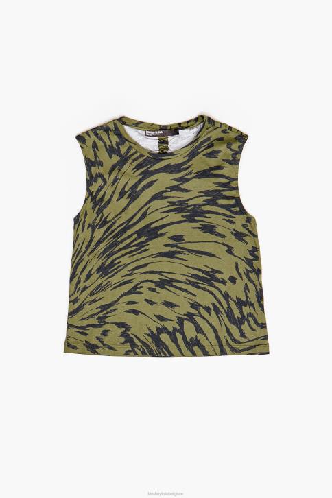 katoenen T-shirt met vlindervleugelprint Bimba Y Lola khaki kleding 4HDL298