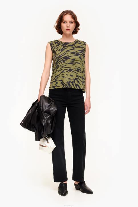 katoenen T-shirt met vlindervleugelprint Bimba Y Lola khaki kleding 4HDL298