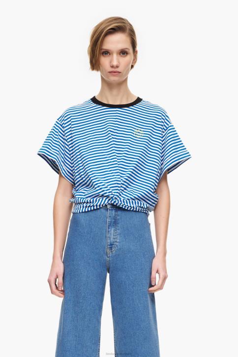 knoop boxy t-shirt Bimba Y Lola blauw en wit kleding 4HDL322