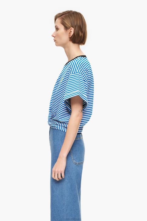 knoop boxy t-shirt Bimba Y Lola blauw en wit kleding 4HDL322