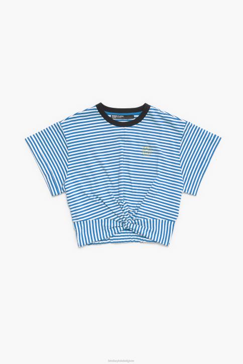 knoop boxy t-shirt Bimba Y Lola blauw en wit kleding 4HDL322