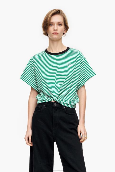 knoop boxy t-shirt Bimba Y Lola groen en wit kleding 4HDL321