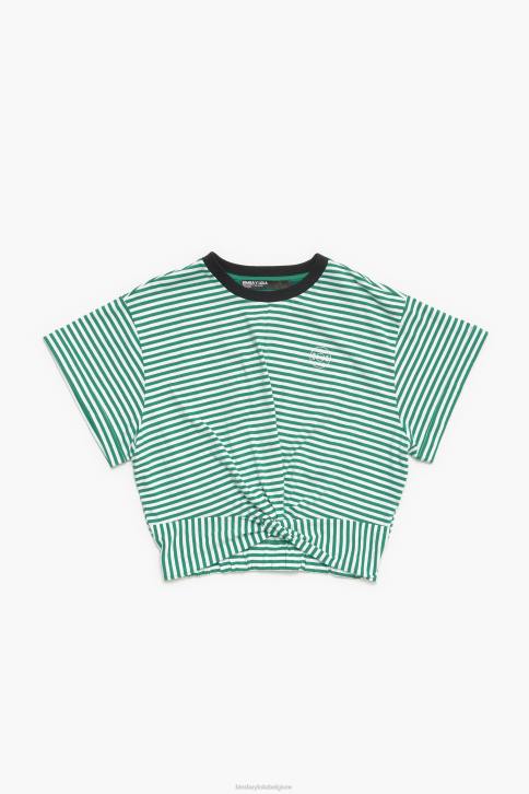 knoop boxy t-shirt Bimba Y Lola groen en wit kleding 4HDL321