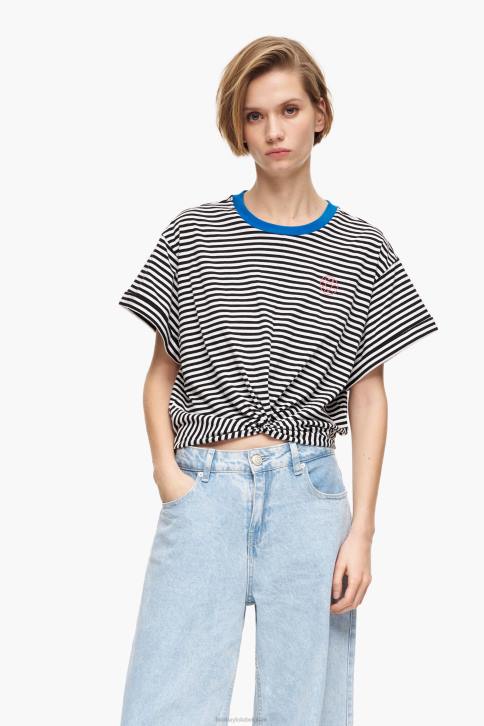 knoop boxy t-shirt Bimba Y Lola zwart en wit kleding 4HDL320