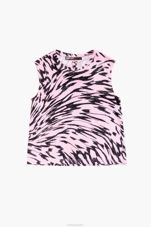 tweekleurig katoenen T-shirt met vlindervleugels Bimba Y Lola roze kleding 4HDL299