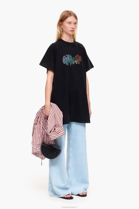 vloeiend T-shirt met logo Bimba Y Lola zwart kleding 4HDL281