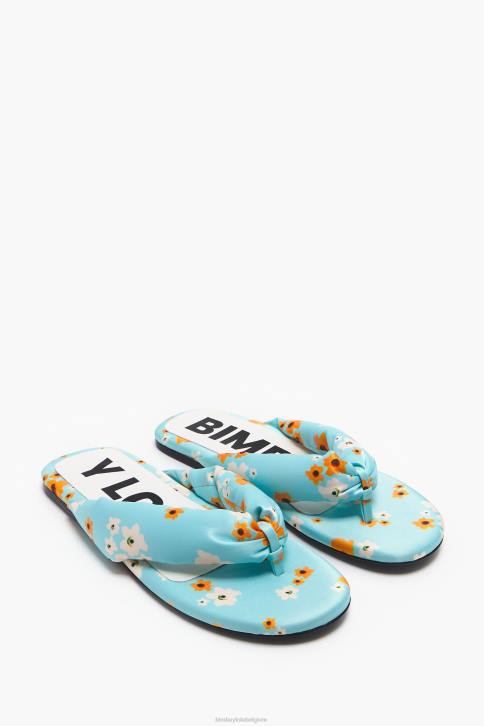 acryl bloemen print buisvormige platte sandaal Bimba Y Lola blauw schoeisel 4HDL571