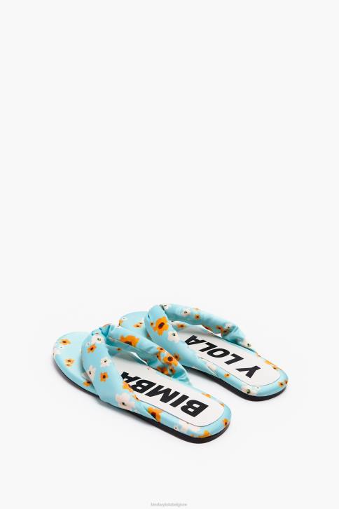acryl bloemen print buisvormige platte sandaal Bimba Y Lola blauw schoeisel 4HDL571