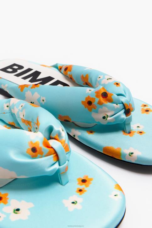 acryl bloemen print buisvormige platte sandaal Bimba Y Lola blauw schoeisel 4HDL571