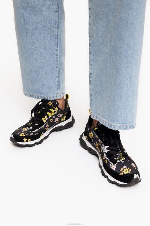 acryl bloemen pulpo runner sneaker Bimba Y Lola zwart schoeisel 4HDL544