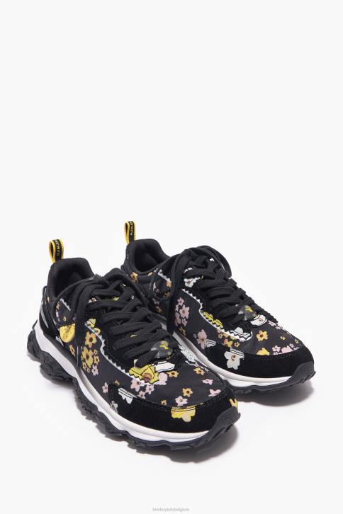 acryl bloemen pulpo runner sneaker Bimba Y Lola zwart schoeisel 4HDL544